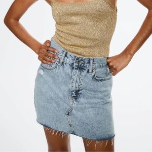 NWT Mango Denim Mini Skirt With Hems